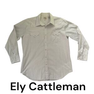 Vintage Ely Cattleman long sleeve button up pearl snaps Mens 17.5 XL